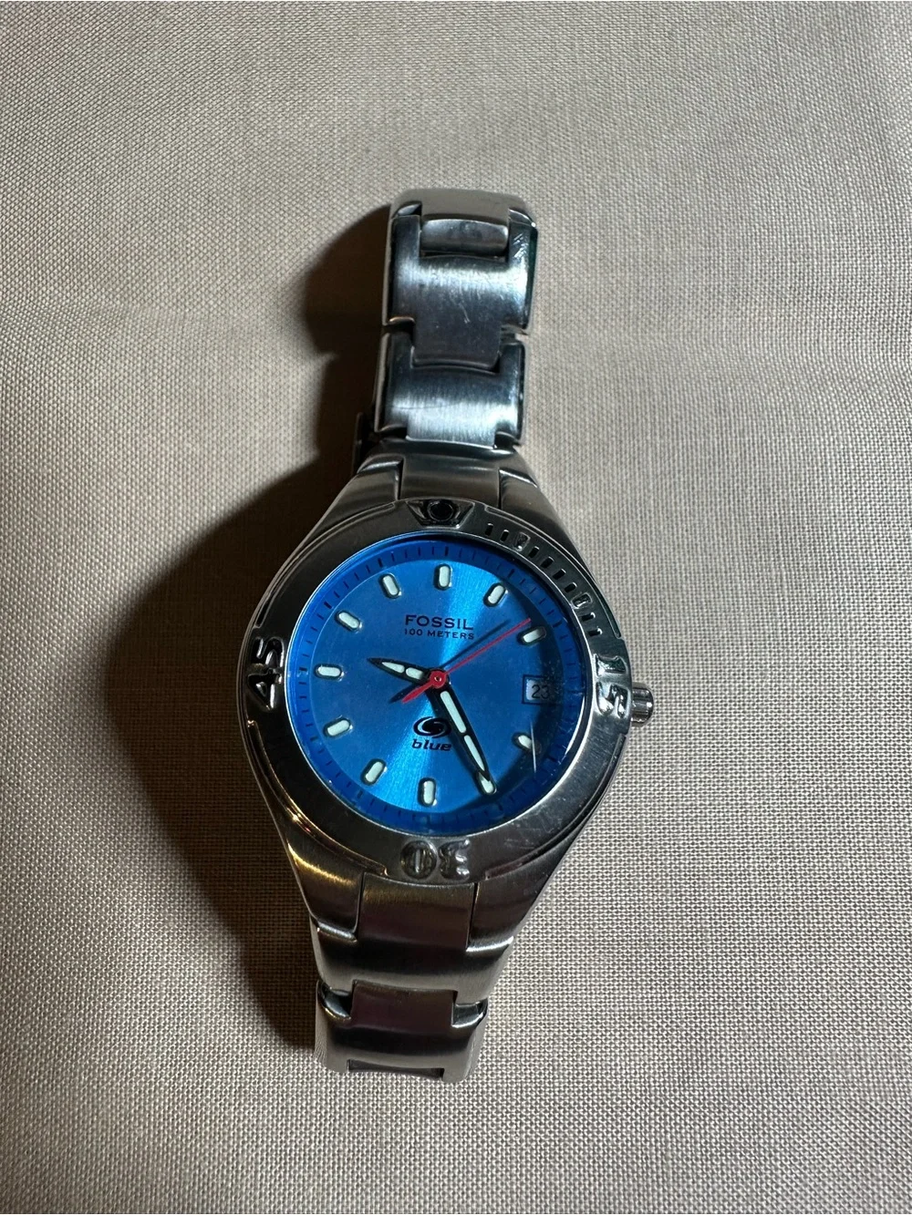 Fossil Blue Dial Stainless Steel Bracelet Watch